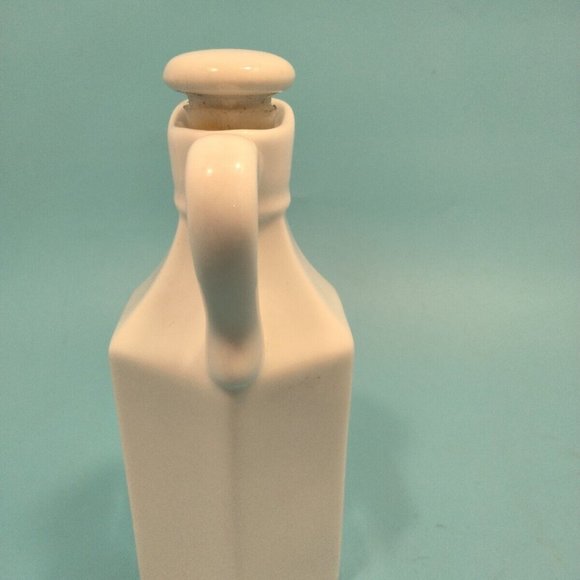 White Ceramic Cruet Vinegar Oil Vintage Pottery China Pourer Stopper Xcell - Picture 3 of 16